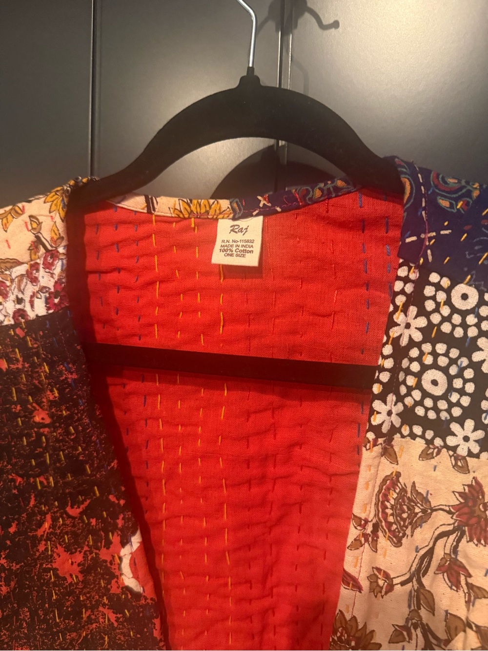 🌹 Raj Women’s Quilted Kantha Patchwork Kimono *Bohemian Boho Chic* - Picture 6 of 13